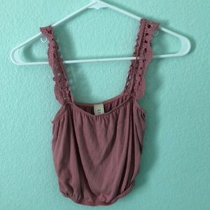 Pink pacsun crop top with lace straps